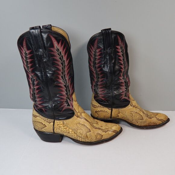 VTG Tony Lama Exotic Python Snakeskin Men\'s Western Cowboy Boots 9225 Size 8EE main image 12